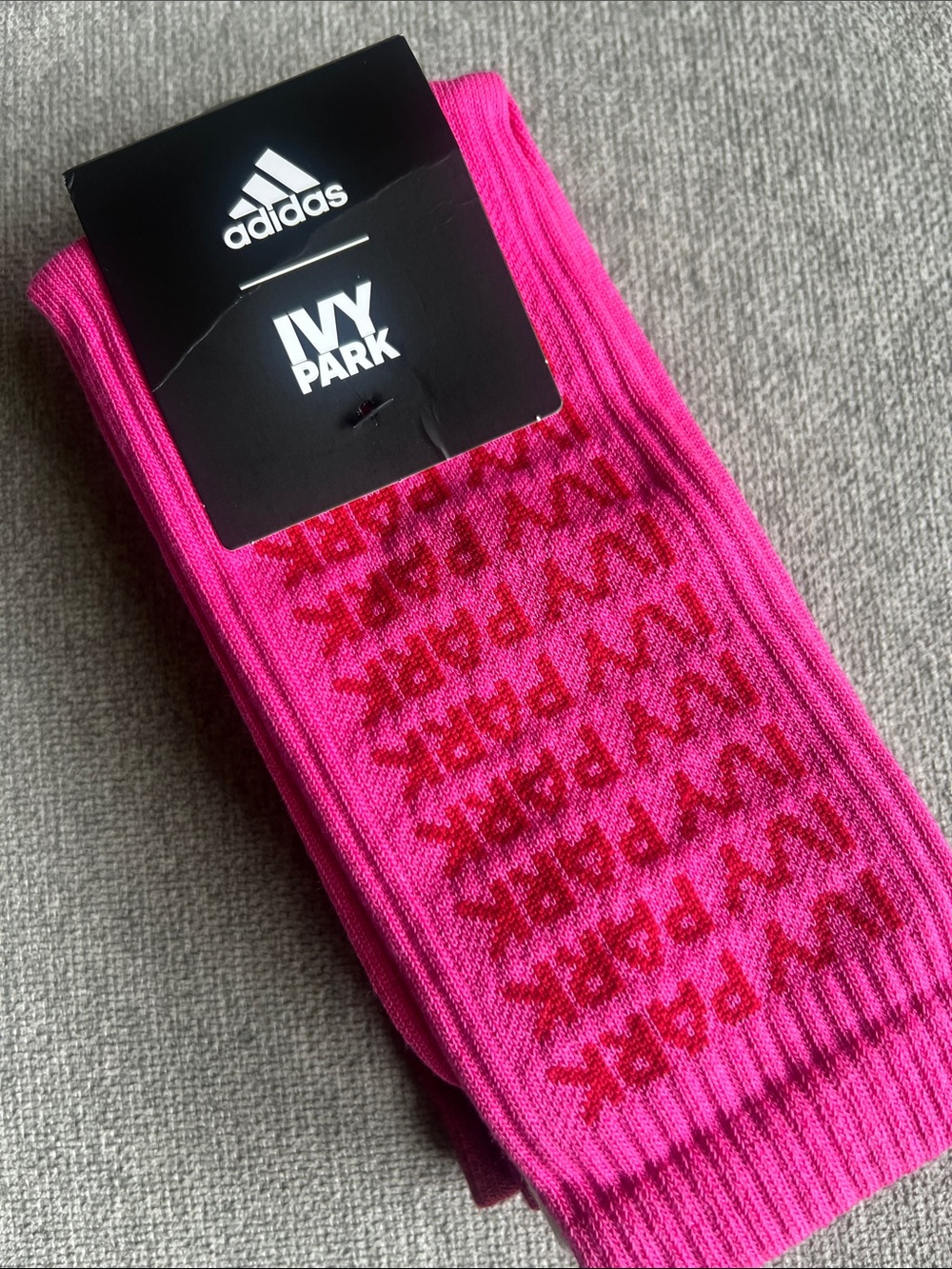 IVY PARK Hot Pink Crew Socks with Red Logo